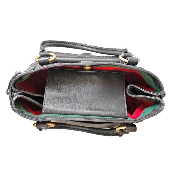 Dooney & Bourke Florentine Whipstitch Front  Pocket Satchel Bag Black  RARE - Picture 6 of 13